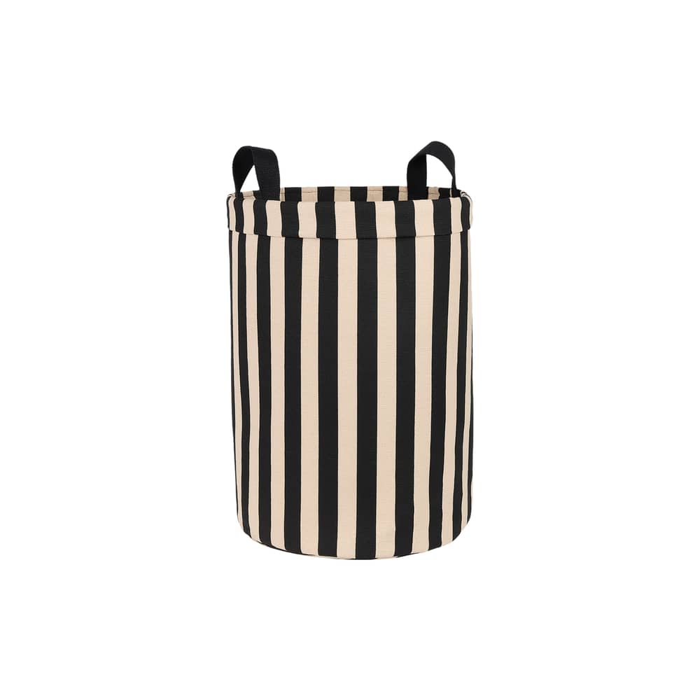 Korb Rond textil schwarz / H 47 cm - NOBODINOZ - Schwarz & Sand - Organische Baumwolle, Polyesterfaser