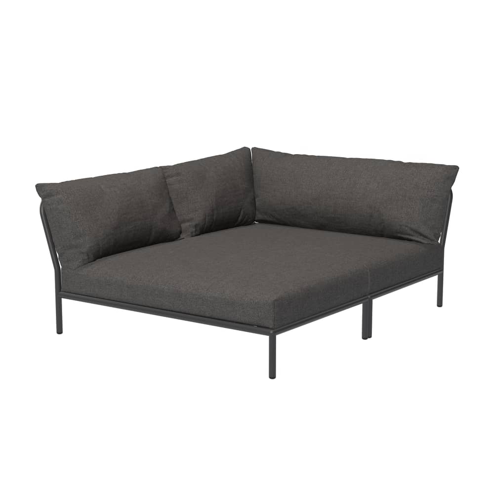 Divano da giardino modulare Level 2 Cozy tessuto grigio - Houe - Gris (Tissu Basic) / Structure anthracite - Acciaio termolaccato, Schiuma di poliuretano, Tessuto poliestere