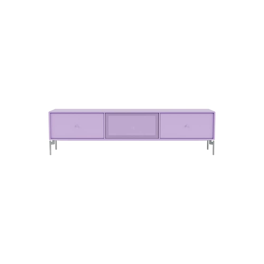 Meuble TV Octave V bois violet / Avec pieds - L 138 x P 30 x H 36,6 cm - MONTANA - Iris 164 - Acier, Acier perforé, MDF laqué