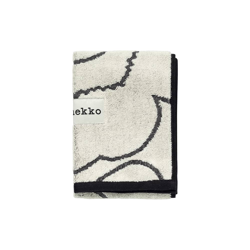 Badetuch Piirto Unikko textil beige / 30 x 50 cm - Marimekko - Piirto Unikko / Elfenbein & Schwarz - Bio-Frottee-Baumwolle
