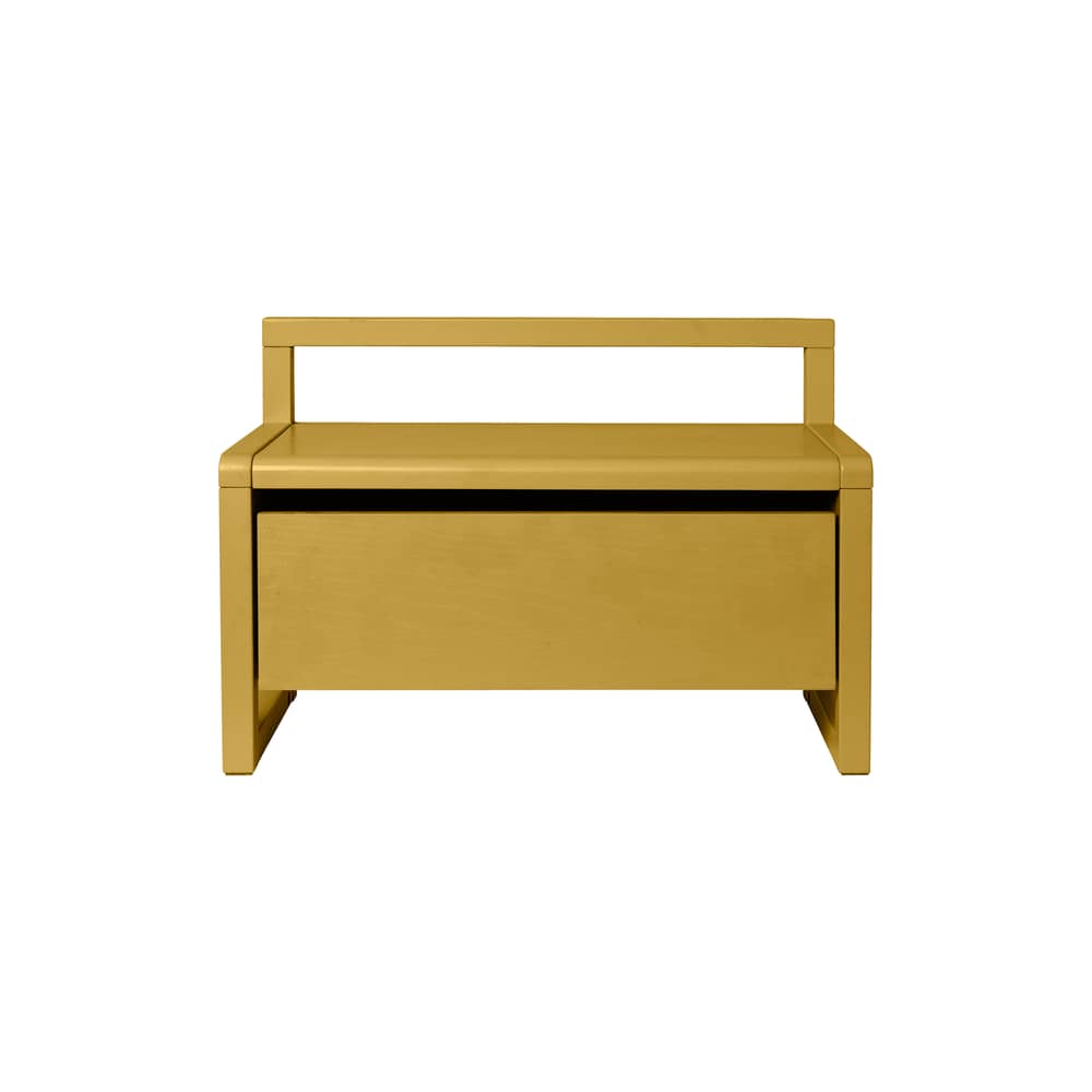 Banc enfant Little Architect / Rangement avec tiroir coulissant - L 60 cm - Ferm Living - Jaune - Frêne massif, Placage de frêne