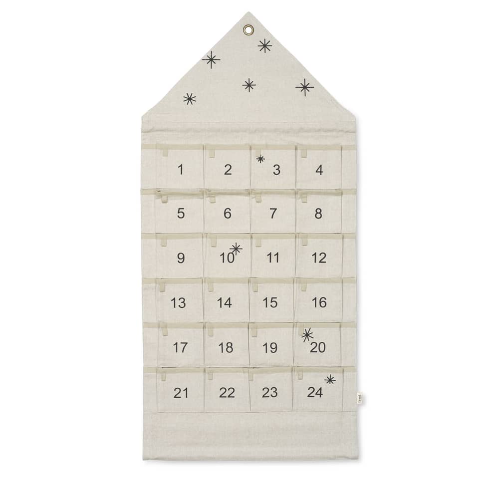 Calendrier de l\'avent Star tissu blanc beige / Tissu - 24 jours / L 50 x H 100 cm - Ferm Living - Sable - Coton