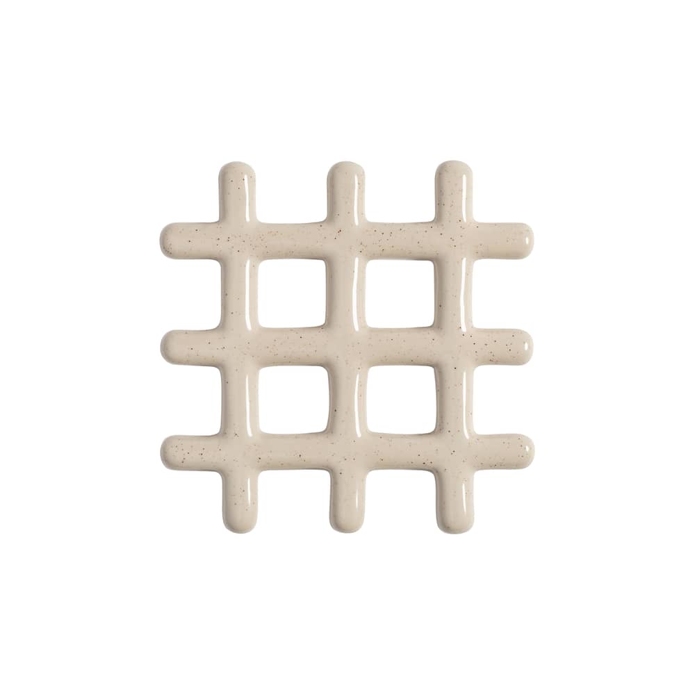 Dessous de plat Grid céramique beige / 19 x 19 cm - Grès - & klevering - Beige - Grès