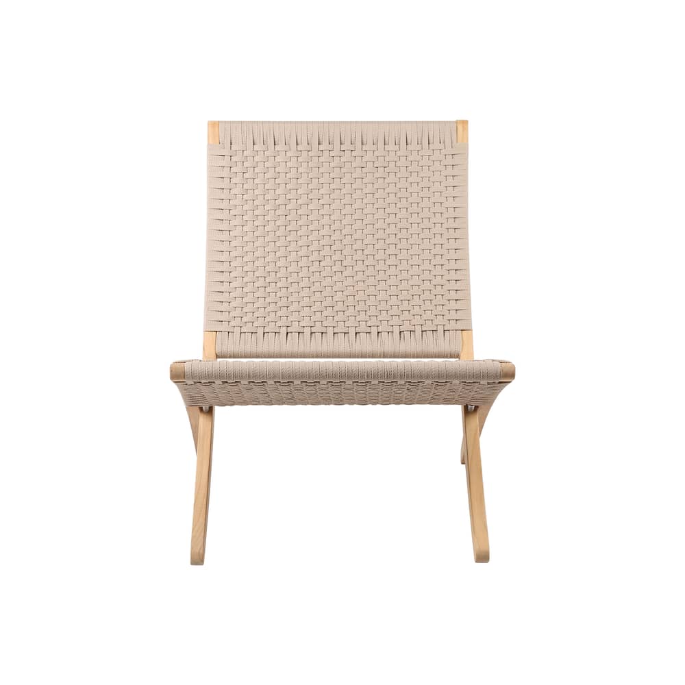 Fauteuil lounge MG501 OUTDOOR - Cuba Chair / Morten Gøttler, 1997 - Pliable / Corde - CARL HANSEN & SON - Teck FSC / Corde plate coton Sésame - Corde, Teck massif certifié FSC