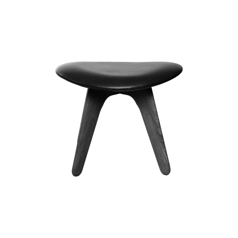 Pouf Slab Ottoman cuir noir - Tom Dixon - Cuir noir / Structure noire - Chêne massif teinté, Cuir, Mousse