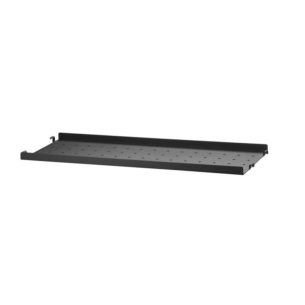 Regal  metall schwarz Metall, perforiert / Niedriger Sockel - B 58 x T 20 cm - String Furniture - Schwarz - Stahl
