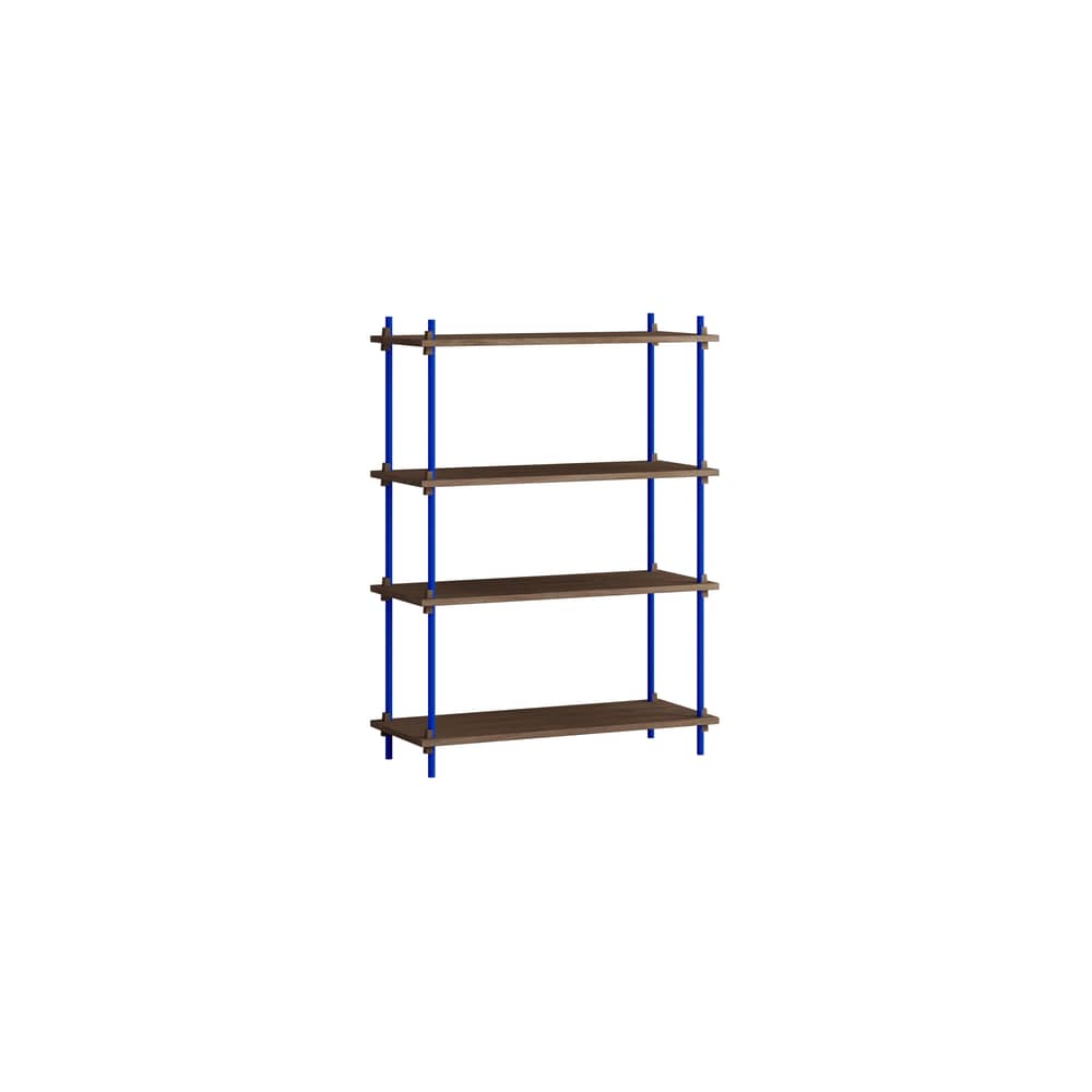 Regal Shelving System - s.115.1.A holz braun / B 85 x H 115 x T 35 cm - MOEBE - Räuchereiche / Blau - MDF Eichenfurnier, Stahl