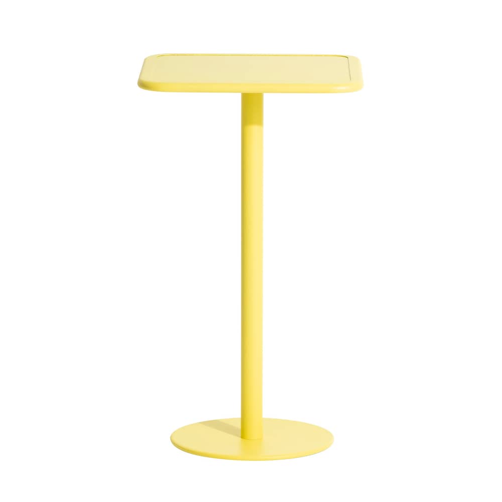 Stehtisch Week-End metall gelb / 60 x 60 cm x H 105 cm - Petite Friture - Blassgelb - Aluminium, thermolackiert und expoxidbeschichtet