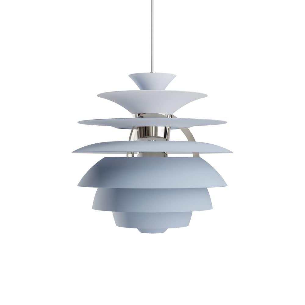 Suspension PH Snowball métal bleu / Poul Henningsen, 1924 - Ø 40 cm x H 39 cm - Louis Poulsen - Bleu poudré / Chromé - Aluminium filé, Zinc chromé