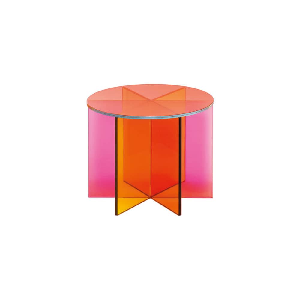 Table basse XXX / Ø 50 x H 40 cm - Fait main en Italie - Glas Italia - Ø 50 x H 40 cm / Multicolore - Verre feuilleté