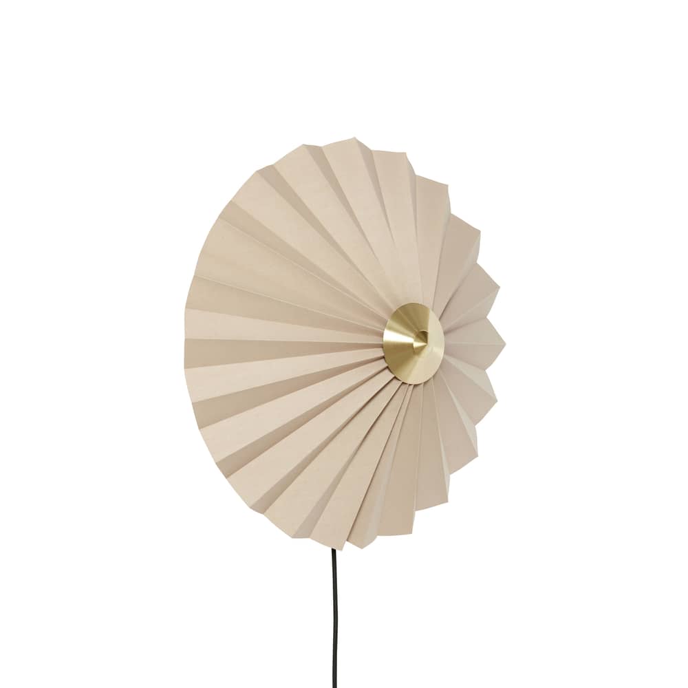 Applique avec prise Pliss tissu beige / Ø 48 cm / Seconde vie - HÜBSCH - Sable & laiton - Coton plissé, Fer