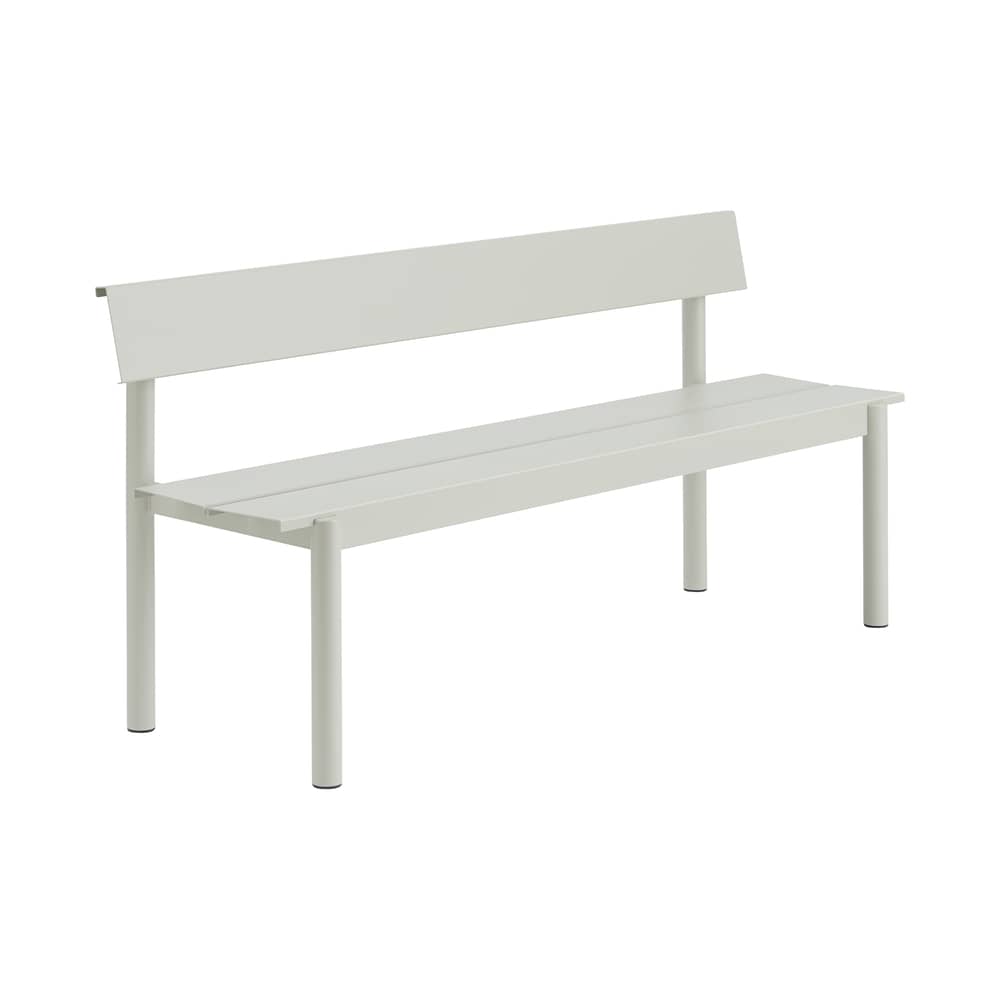 Banc avec dossier Linear métal gris / L 170 cm - Muuto - Gris clair - Acier galvanisé thermolaqué