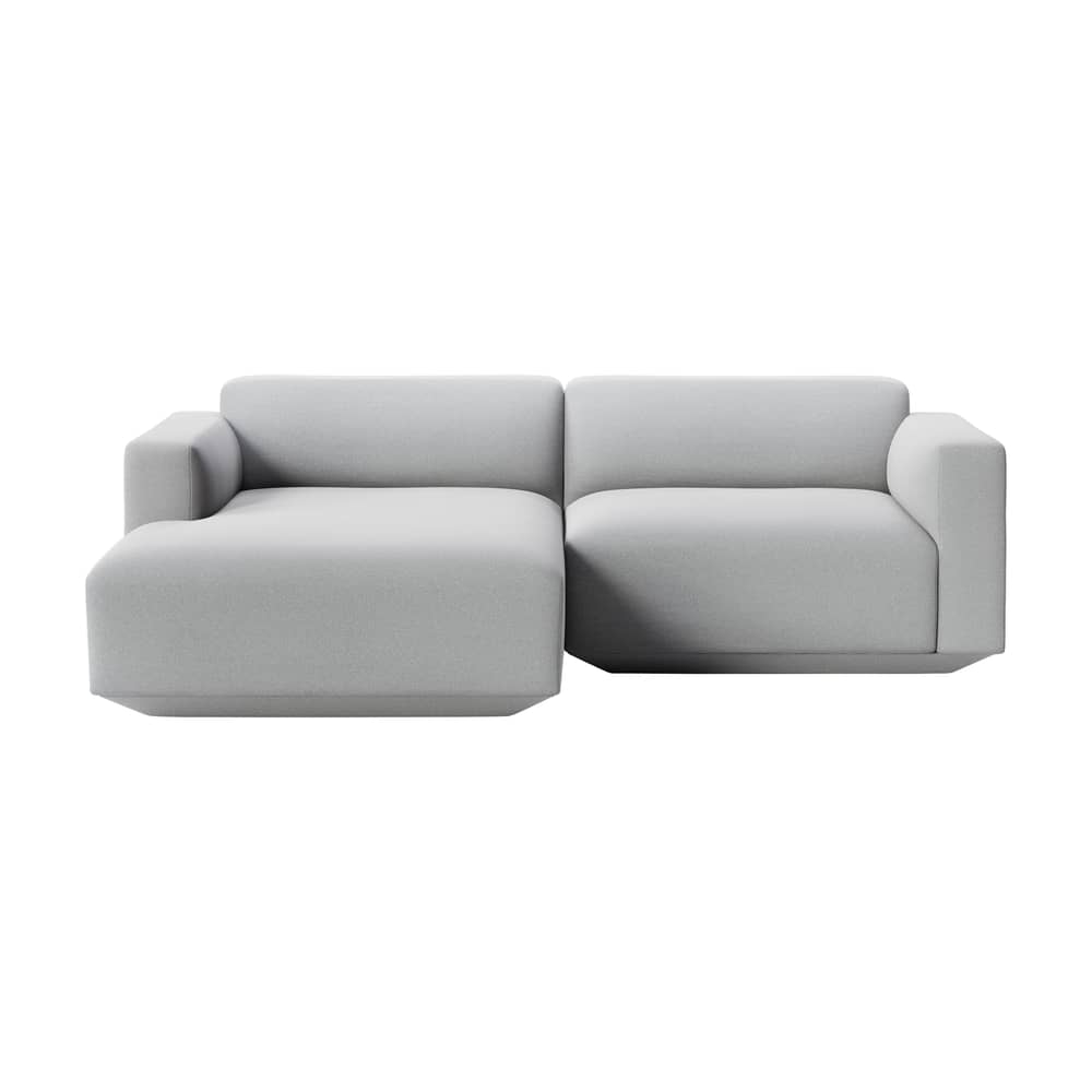 Canapé d\'angle Develius C tissu gris / 3 places - L 220 cm / Dormeuse gauche - &tradition - Gris (tissu Clay 03) - Bois, Mousse HR, Tissu