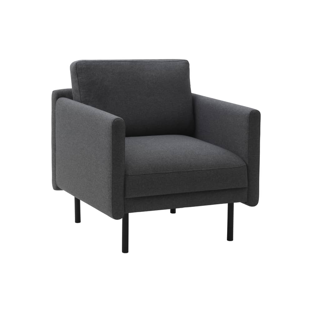 Fauteuil rembourré Rar tissu gris - Normann Copenhagen - Tissu Gris foncé - Acier, Bois, Mousse PU, Tissu