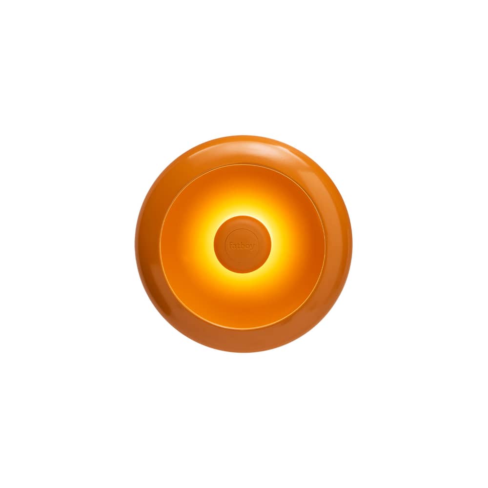 Oloha Small Outdoor wall light metal orange / Wireless lamp - Ø 22.5 cm - Fatboy - Orange luminous - ABS, Silicone, Thermolacquered aluminium