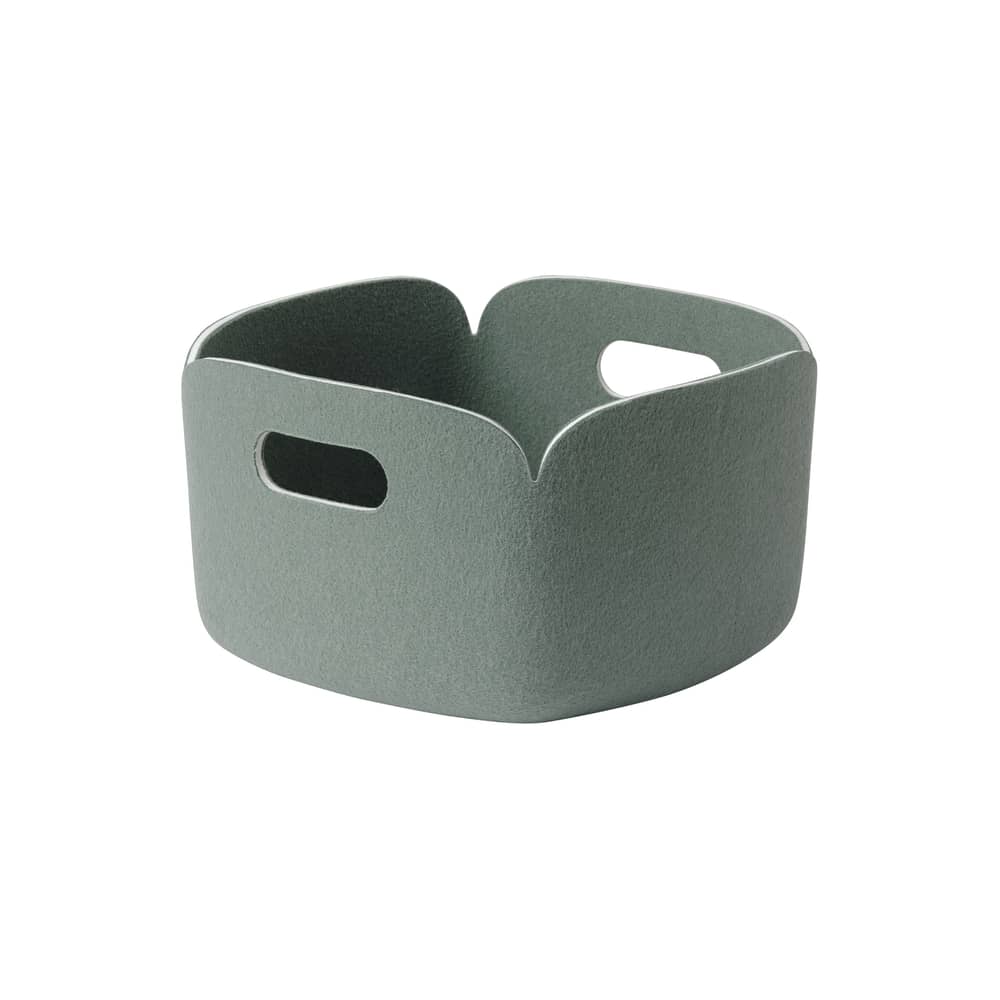 Panier Restore / 28 x 28 cm - Bouteilles plastique recyclées - Muuto - Vert Dusty - Feutre recyclé