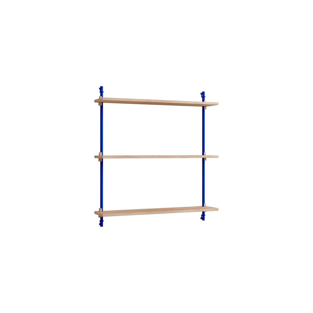 Regal Wall Shelving – ws.85.1 holz natur / B 85 x H 85 cm x Prof. 17,5 cm - MOEBE - Eiche natur / Blau - MDF Eichenfurnier, Stahl