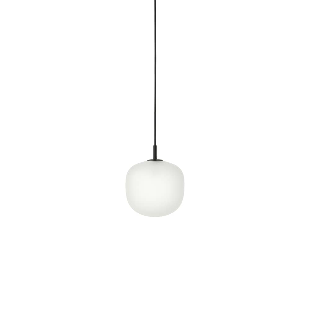 Sospensione Rime vetro nero / Ø 18 - Bocca soffiata - Muuto - Telaio Nero & Bianco - alluminio verniciato, Vetro soffiato a bocca