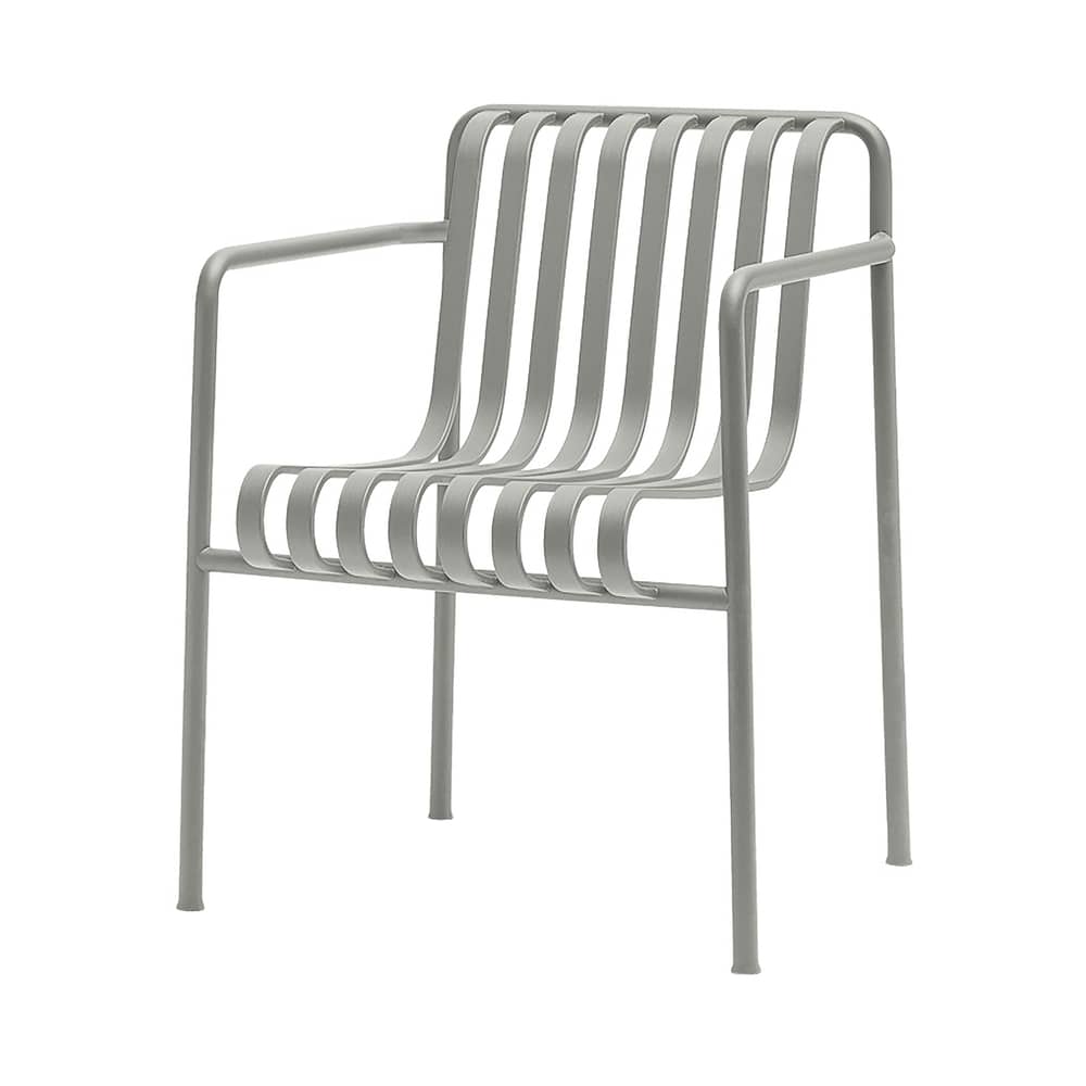 Palissade Dining Large Stackable armchair metal grey Large - R & E Bouroullec - Hay - Light grey - Electro galvanized steel, Epoxy paint