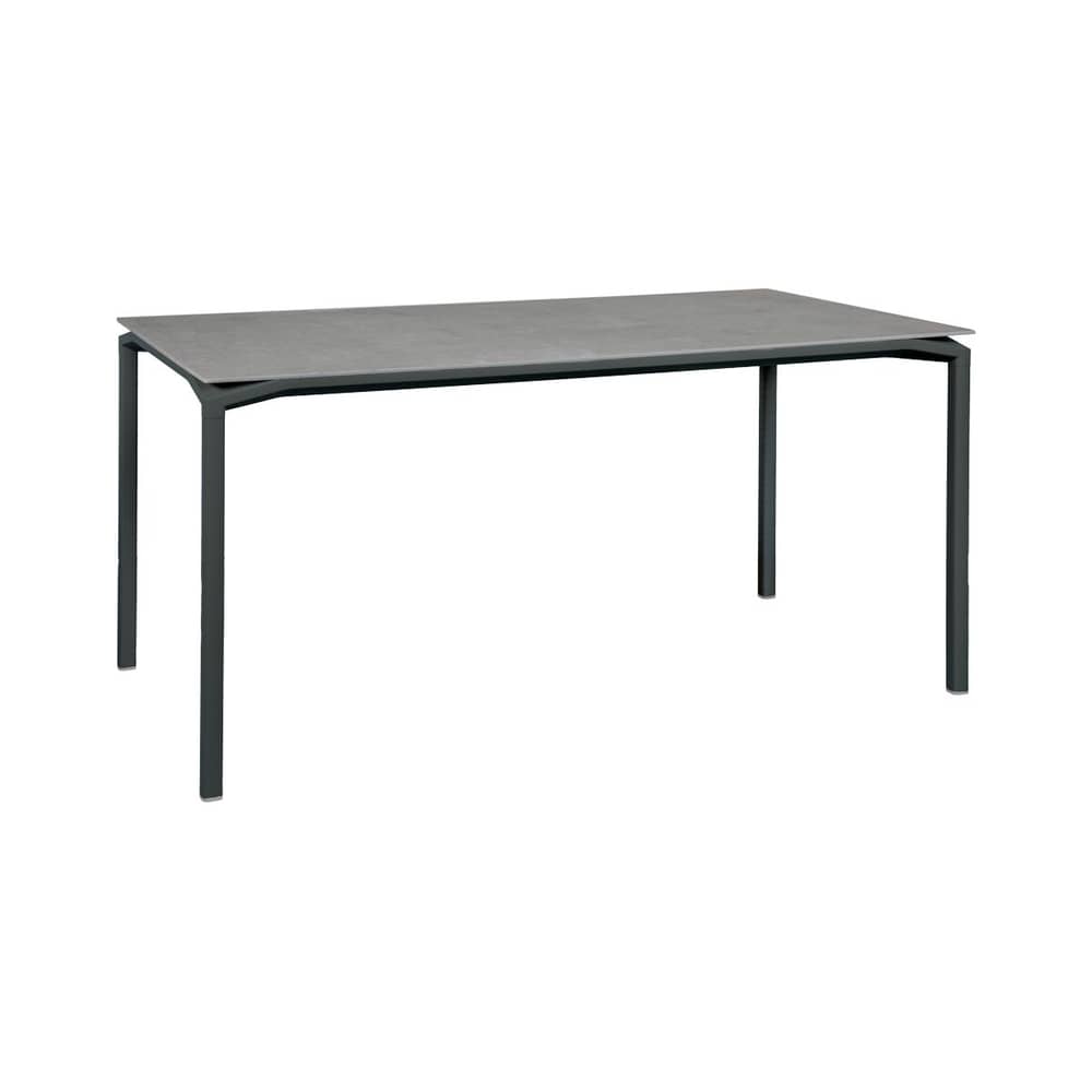 Table rectangulaire Calvi Minérale / 160 x 80 cm (6 personnes) - Plateau Dekton (aspect pierre) - Fermob - Gris (Dekton) / Pieds Carbone - Aluminium laqué, Céramique Dekton