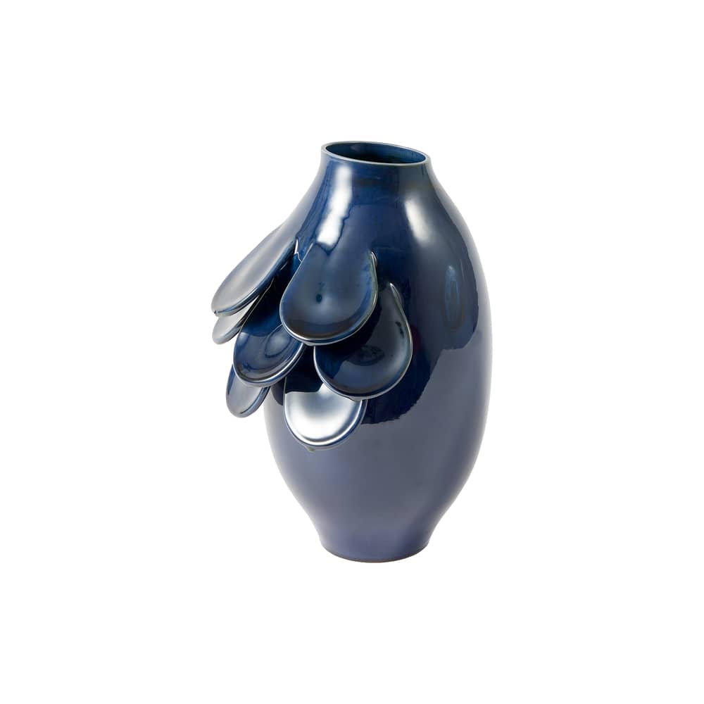 Vase Quillie Small céramique bleu / Ø 18 x H 32 cm - POLSPOTTEN - Bleu - Céramique émaillée