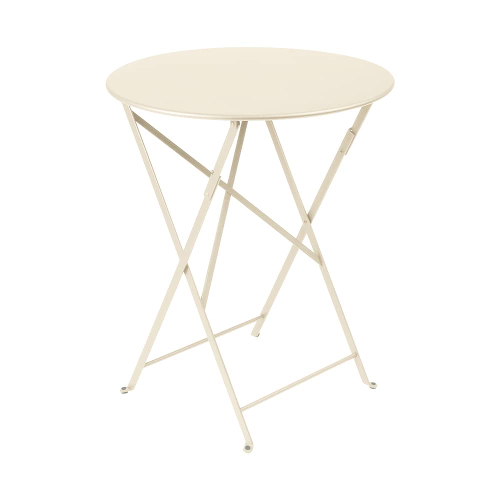 Tavolo pieghevole Bistro metallo beige / Ø 60 cm - 2 persone - Fermob - Latte Beige - Acciaio laccato