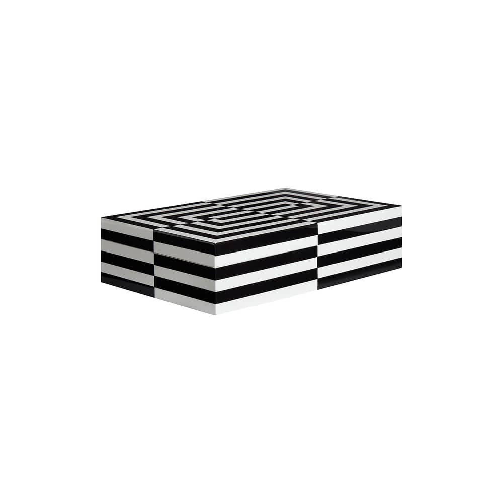 Boîte Op Art Large bois blanc noir / Laque - 30 x 20 cm - Jonathan Adler - Large - Bois laqué, Velours