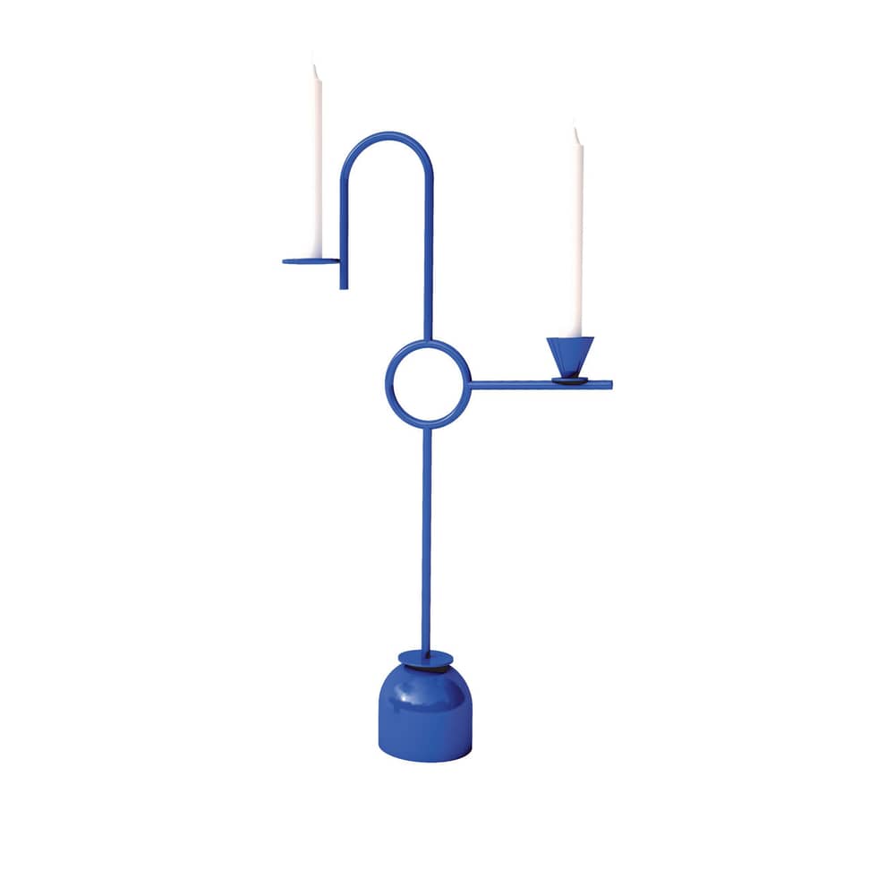 Kerzenleuchter Blue Large metall blau / L 30 x H 56 cm - Metall - Cappellini - H 56 cm / Indigoblau - Metall