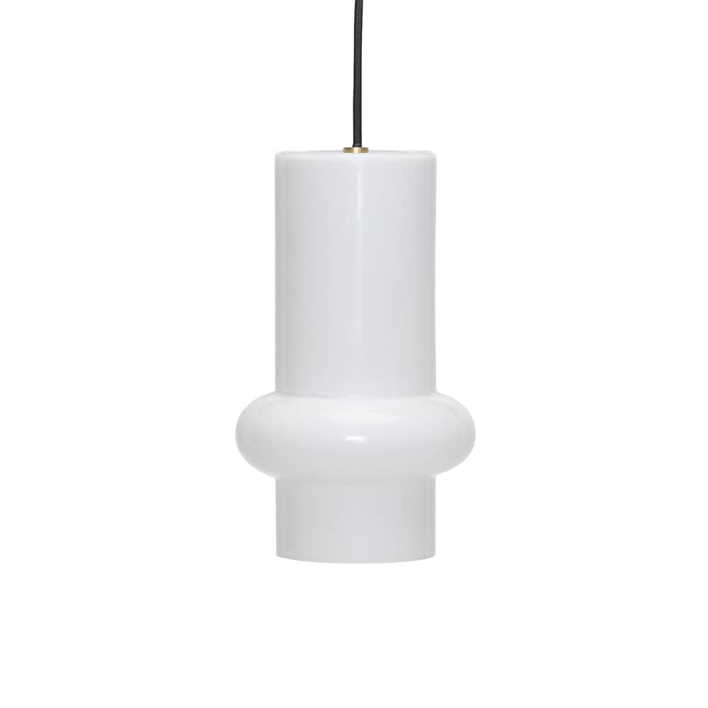 Sospensione Pilule Pendule Down vetro bianco / Ø 15 x H 25 cm - HÜBSCH - Piumino / Bianco brillante - Vetro soffiato a bocca