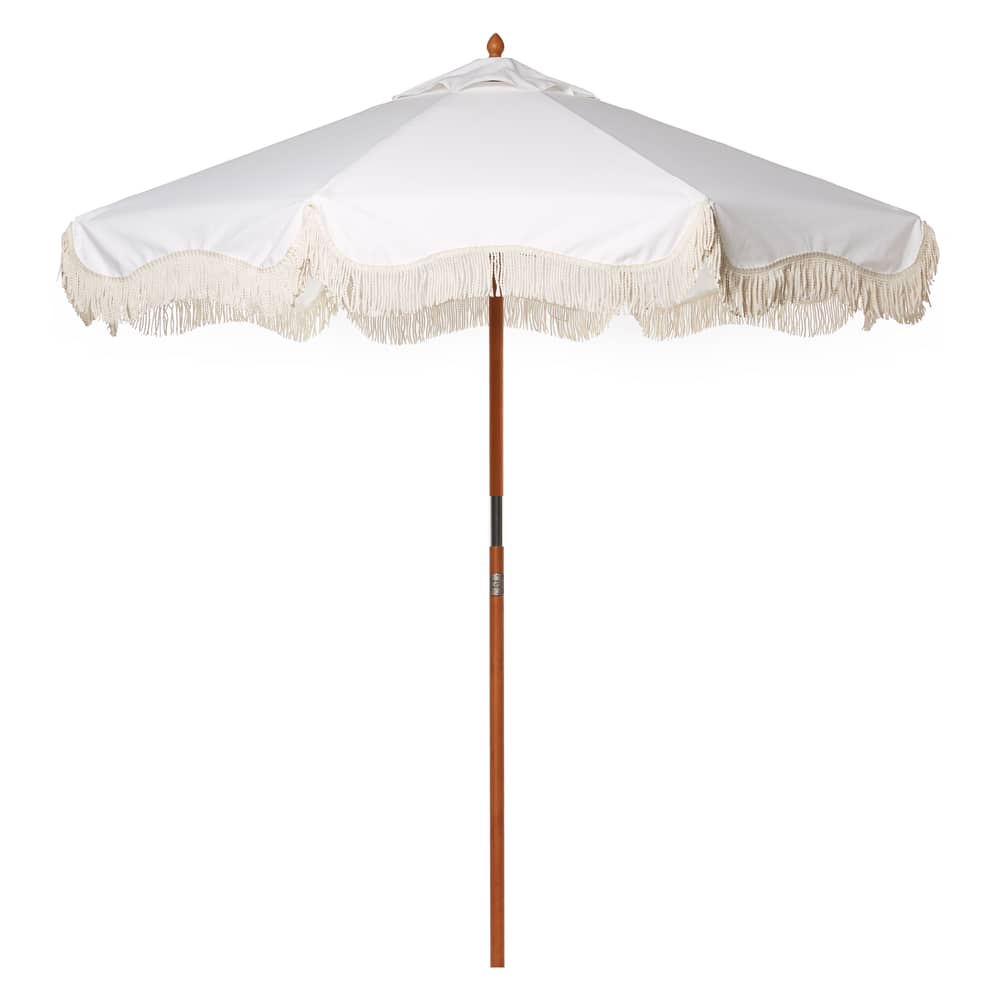 Parasol The Market blanc / Ø 210 cm - BUSINESS & PLEASURE - Uni blanc / Antique - Bambou certifié FSC, Toile acrylique