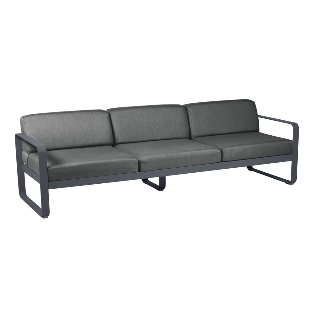 Canapé de jardin 3 places Bellevie métal tissu gris / L 235 cm - Tissu graphite - Fermob - Carbone / Tissu gris graphite - Aluminium laqué, Mousse, Tissu acrylique