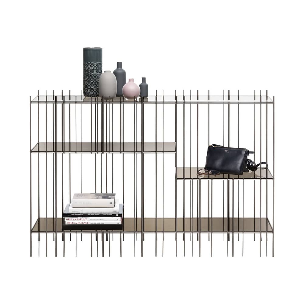 Console: Metrica vetro marrone metallo / 125 x 84 cm - Acciaio & vetro - Mogg - Brunito - Acciaio, Vetro