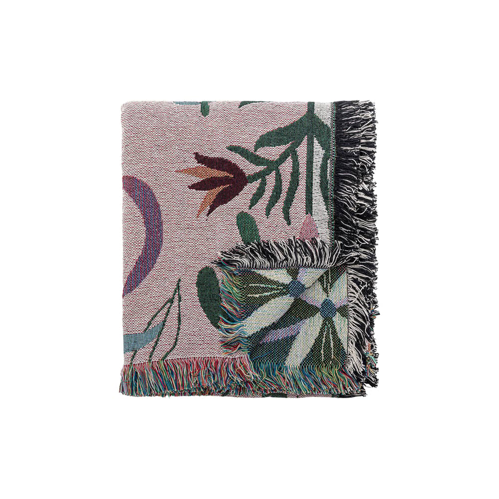Decke Yash textil bunt / 160 x 130 cm - Bloomingville - Bunt - Baumwolle, Polyesterfaser