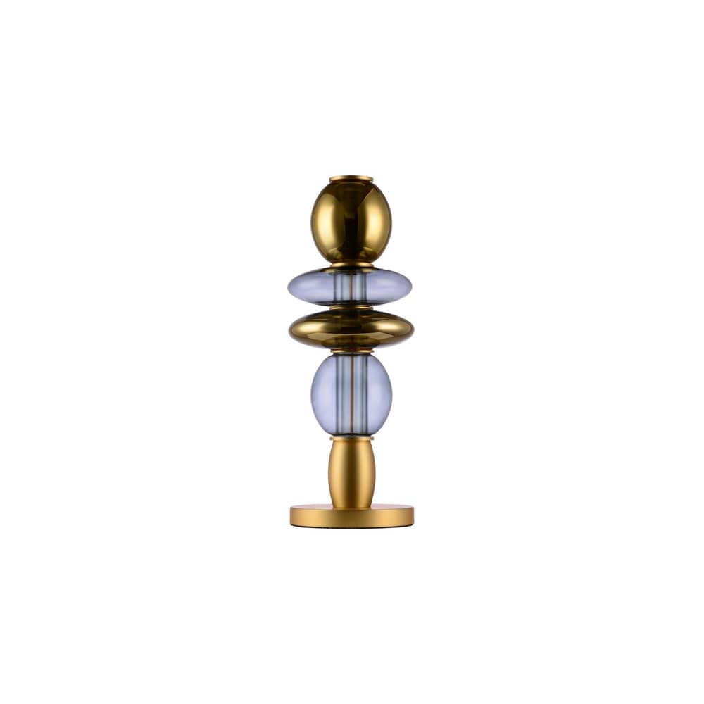 Lampada da tavolo Léonor vetro grigio / Ø 15 x H 41,7 cm - ELEMENTS LIGHTING - Fumé / Oro - Alluminio, Vetro