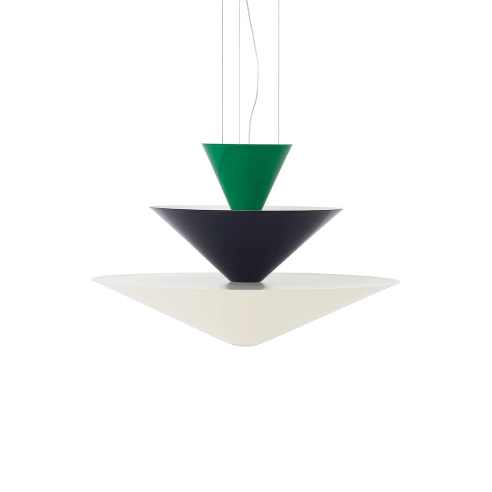 Gio LN14 Pendant metal green / LED - Ø 60 x H 39 cm - &tradition - Signal green / Deep blue / Ecru - Thermolacquered aluminium