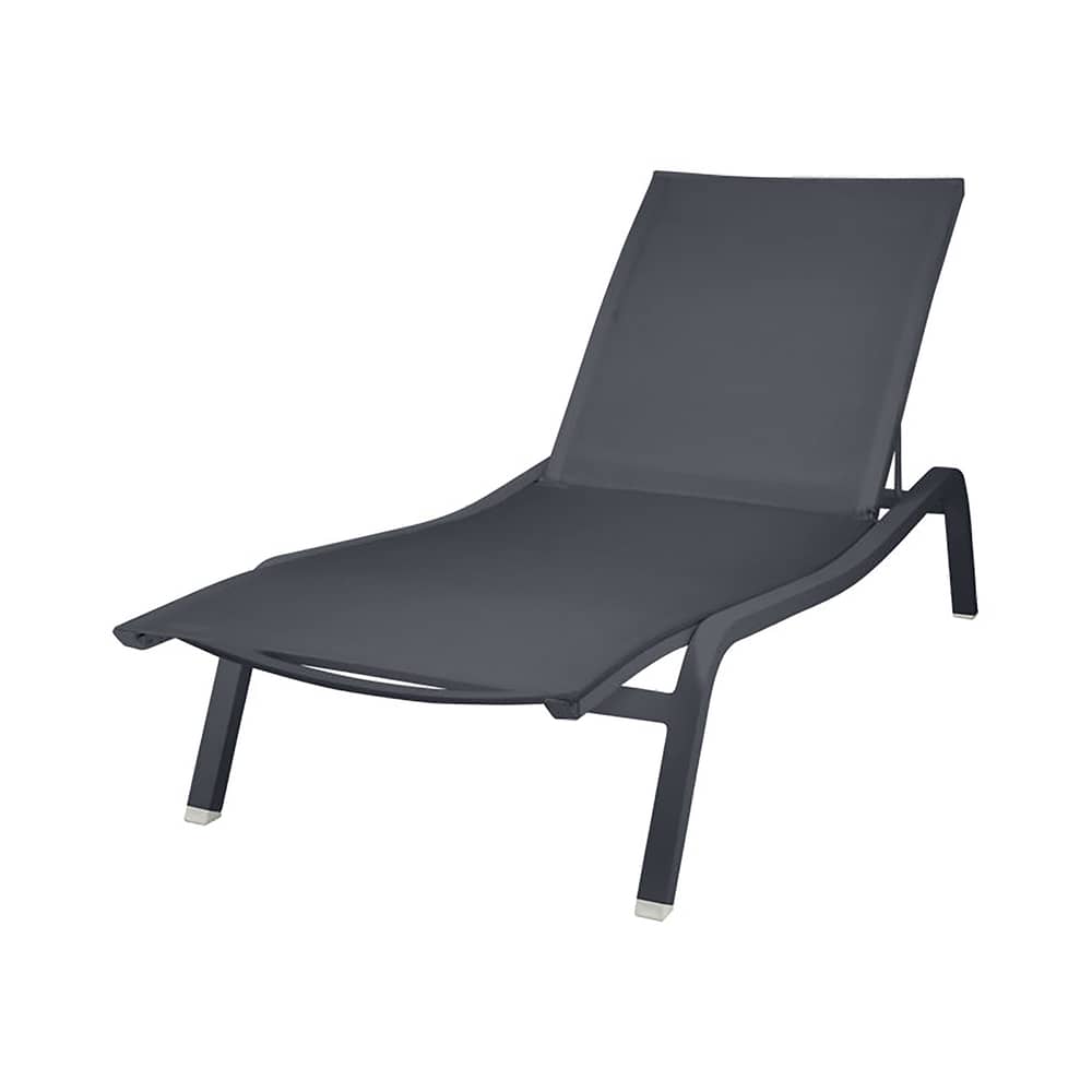 Schrägstellbarer, stapelbarer Liegestuhl Alizé XS metall schwarz B 72 cm / 2 verschiedene Positionen - Fermob - Anthrazit - lackiertes Aluminium, Polyester-Gewebe