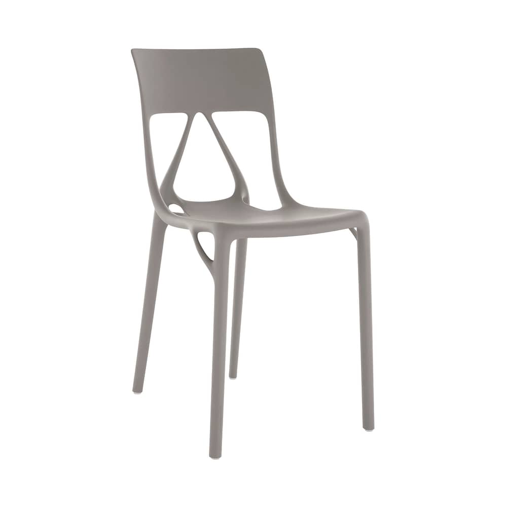 Sedia impilabile A.I. Lite materiale plastico grigio / Progettato dall\'intelligenza artificiale - Riciclato - Kartell - Grigio - PMMA riciclato