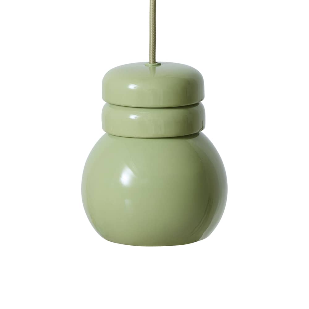 Sospensione Bulb ceramica verde / Ø 13 x H 15,2 cm - HK LIVING - Verde Pistacchio - Gres smaltato