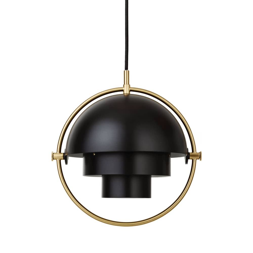 Suspension Multi-Lite Small métal noir / Ø 25 cm - Modulable & orientable / Réédition 1972 - Gubi - Noir / Cercle laiton - Métal