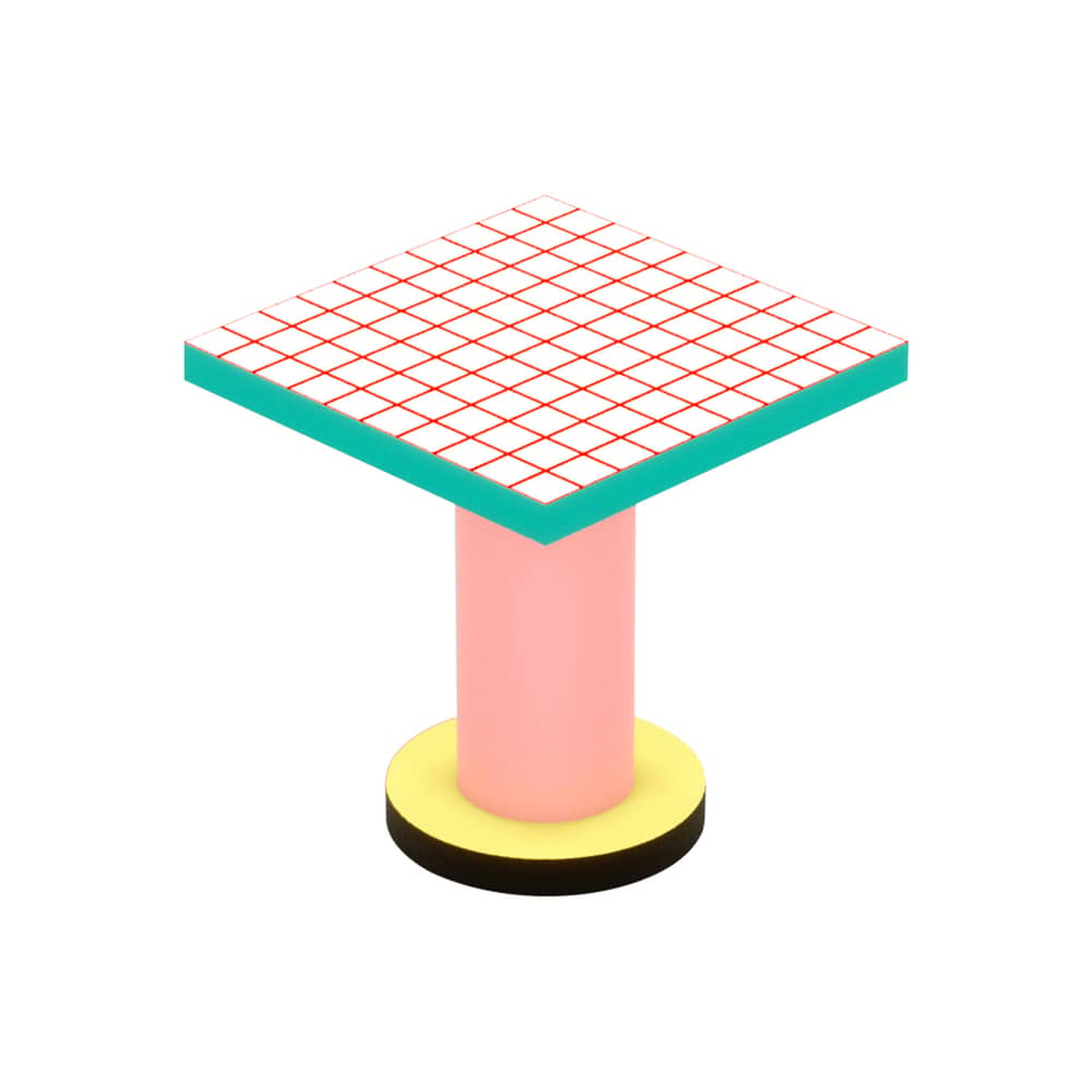 Table carrée Super Lounge Table bois multicolore / 70 x 70 cm - Seletti - Grille rouge - Bois, MDF, Stratifié