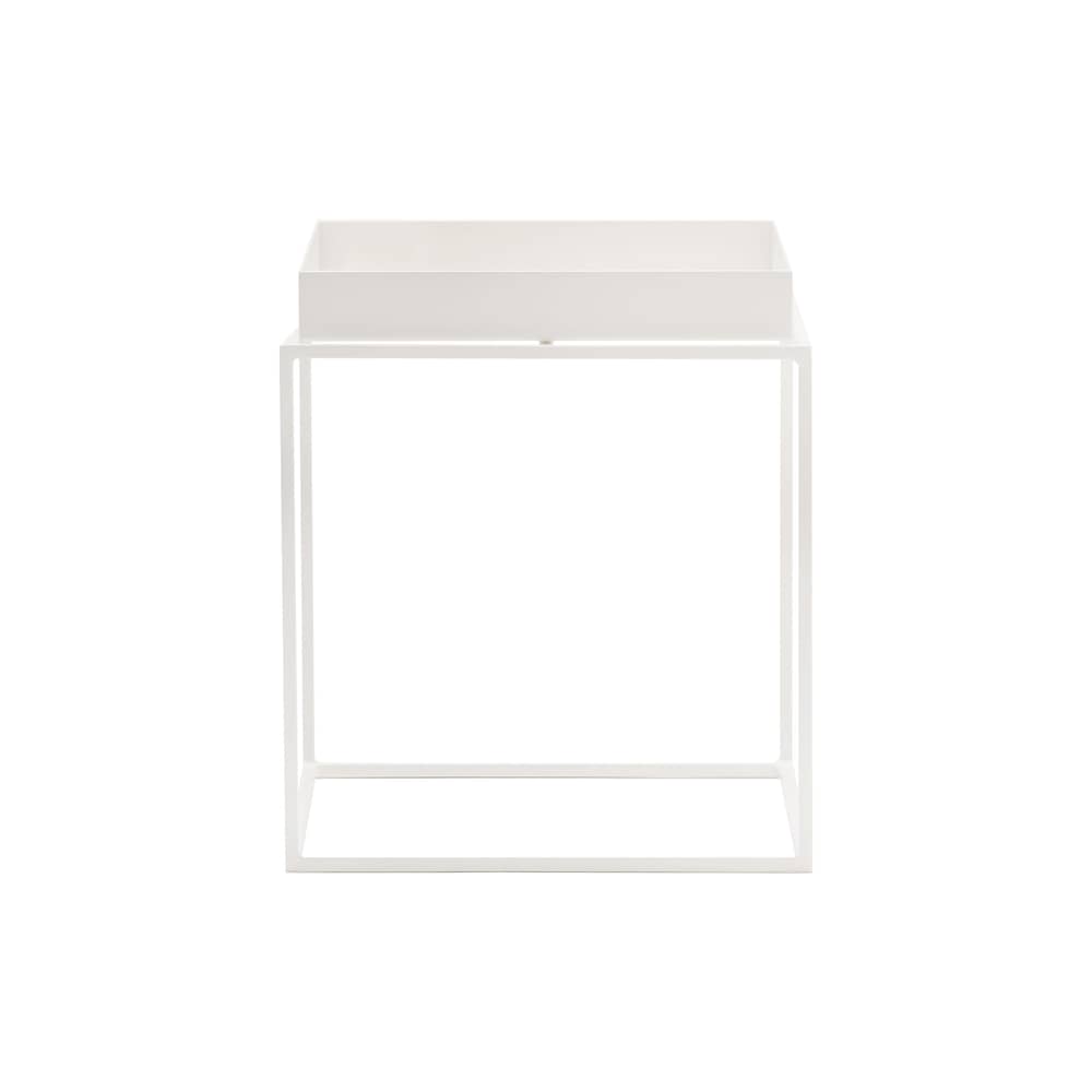 Table d\'appoint Tray métal blanc / 40 x 40 x H 44 cm - Hay - Blanc - Acier laqué