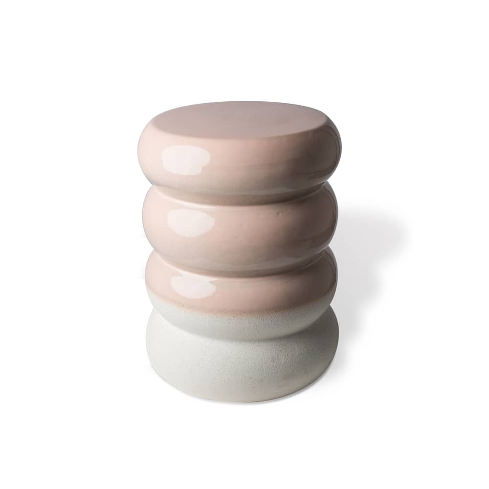 Tavolino d\'appoggio Chubby ceramica rosa / Ceramica - Ø34 x H44 cm - Pols Potten - Rosa brillante / Bianco opaco - Ceramica