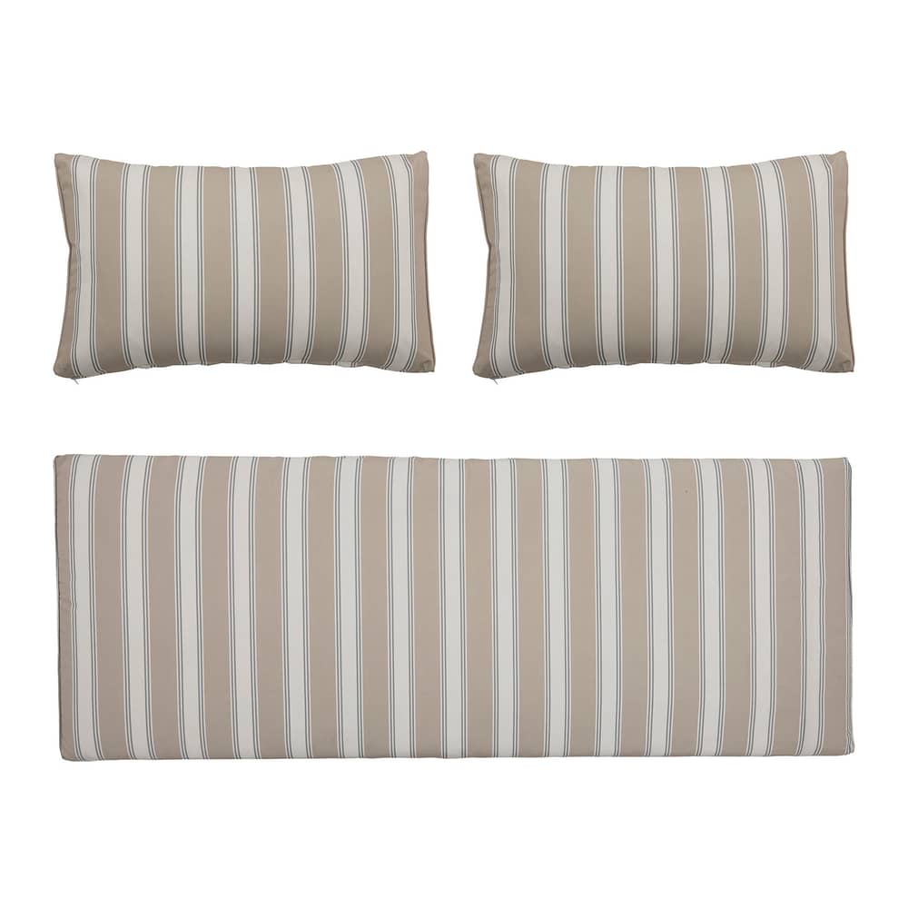 Accessoire / Set 3 housses de coussins pour canapé Mundo (sans garnissage) - Bloomingville - Rayé beige & blanc - Polyester