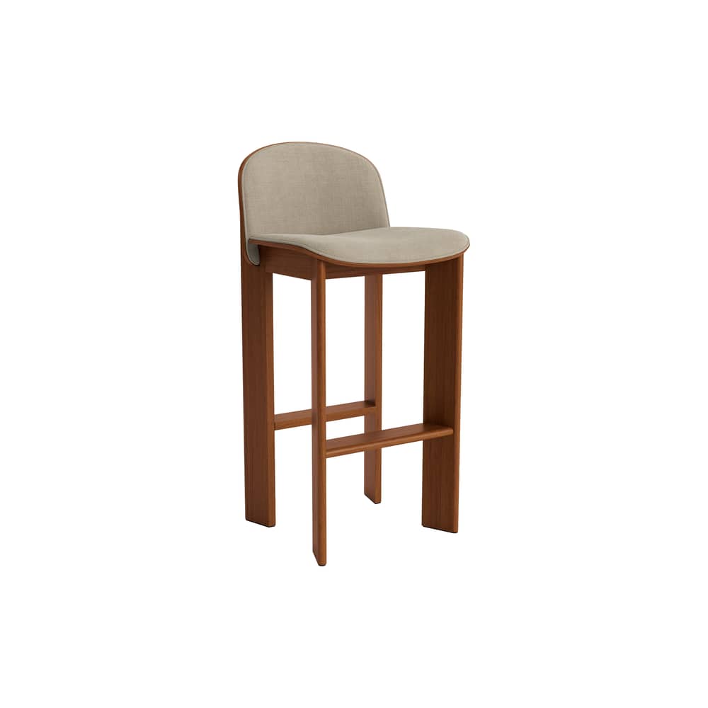 Chisel 35 High Bar chair textile beige / Height: 75 cm - Fabric upholstery - Hay - Beige fabric (Linara 216) / Walnut - Fabric, Foam, Lacquered Walnut Veneer