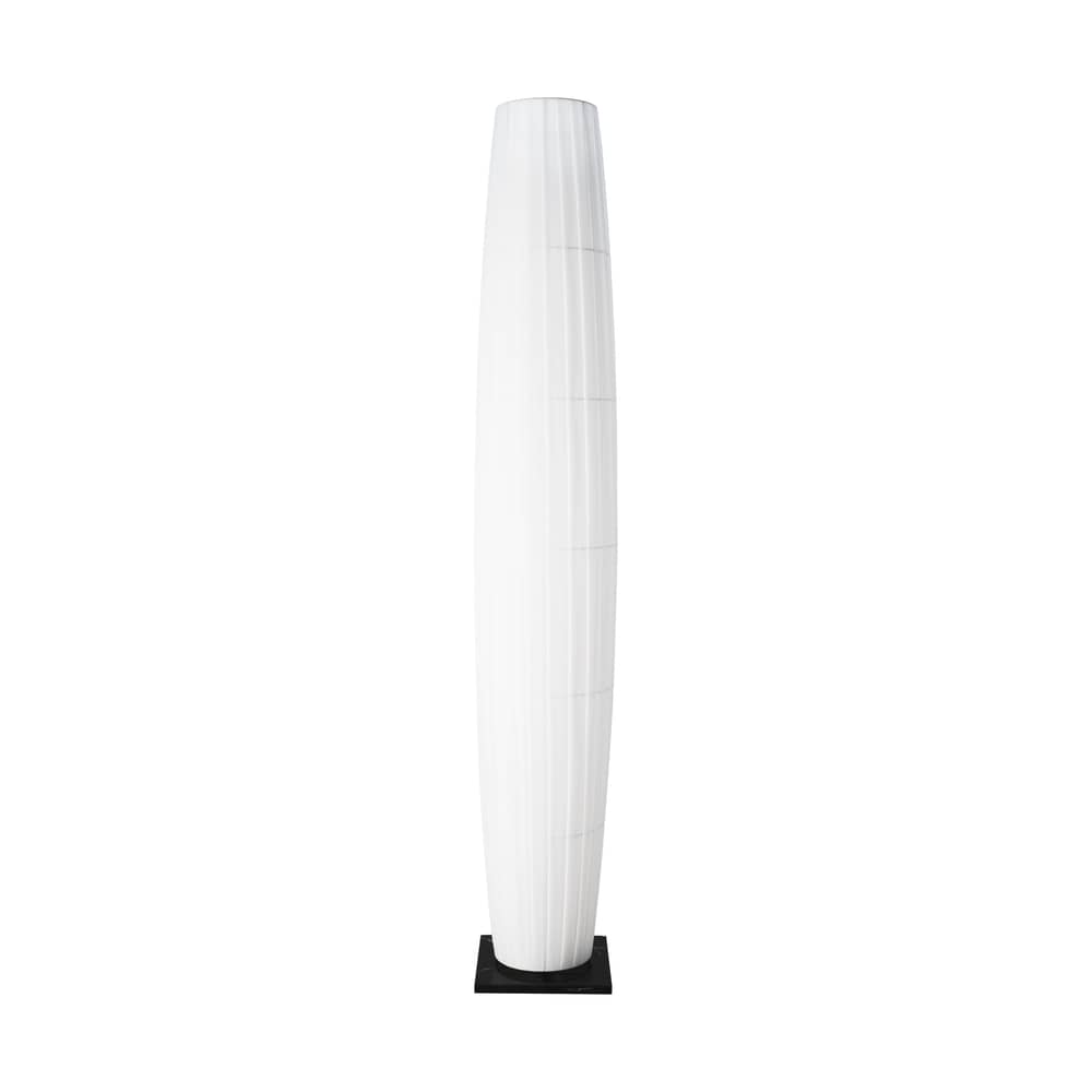 Lampada a stelo Colonne tessuto bianco / LED - H 190 cm - Dix Heures Dix - Base in Marmo nero - Alluminio, Marmo, Tessuto acrilico plissettato