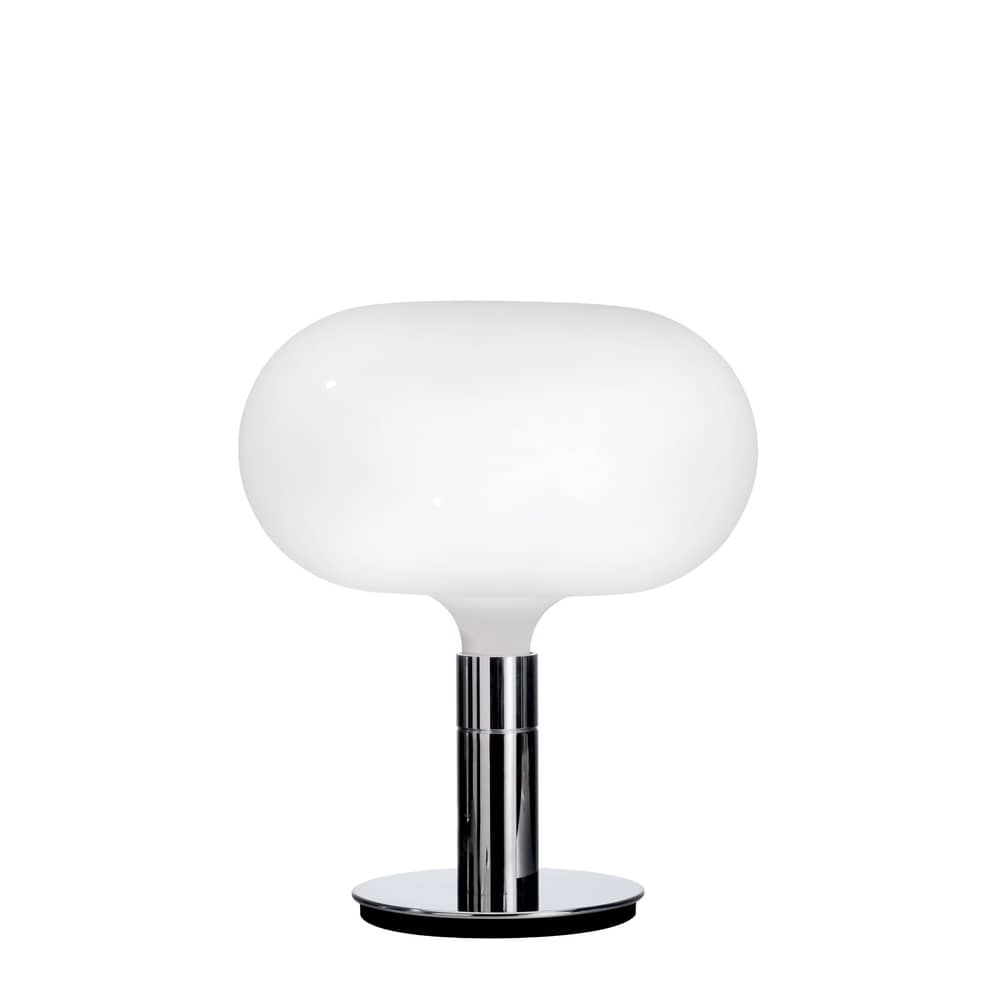 Lampada da tavolo AM1N vetro bianco argento metallo / Ø 40 x H 48 cm - Riedizione 1969 - Nemo - Bianco / Cromato - Metallo cromato, Vetro