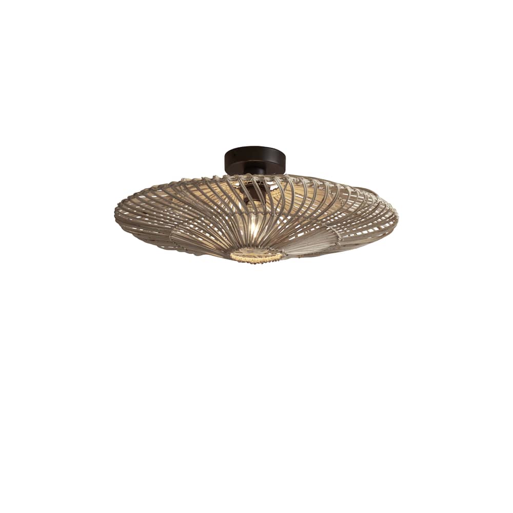 Plafonnier Zanzibar fibre végétale bois blanc / rotin / Ø 55 cm - GOOD&MOJO - Blanc - Fer, Rotin
