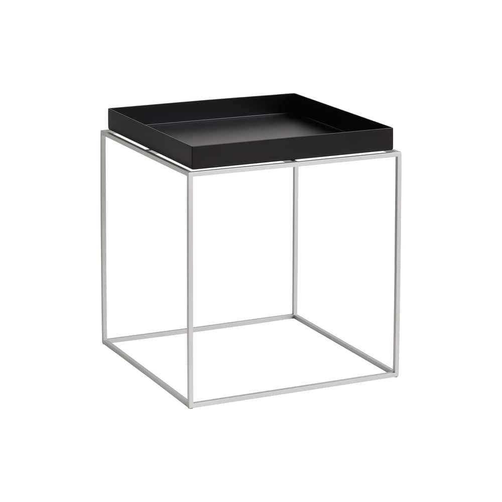 Table d\'appoint Tray Silicon / 40 x 40 x H 44 cm - Hay - Noir - Acier revêtu de silicone, Acier thermolaqué