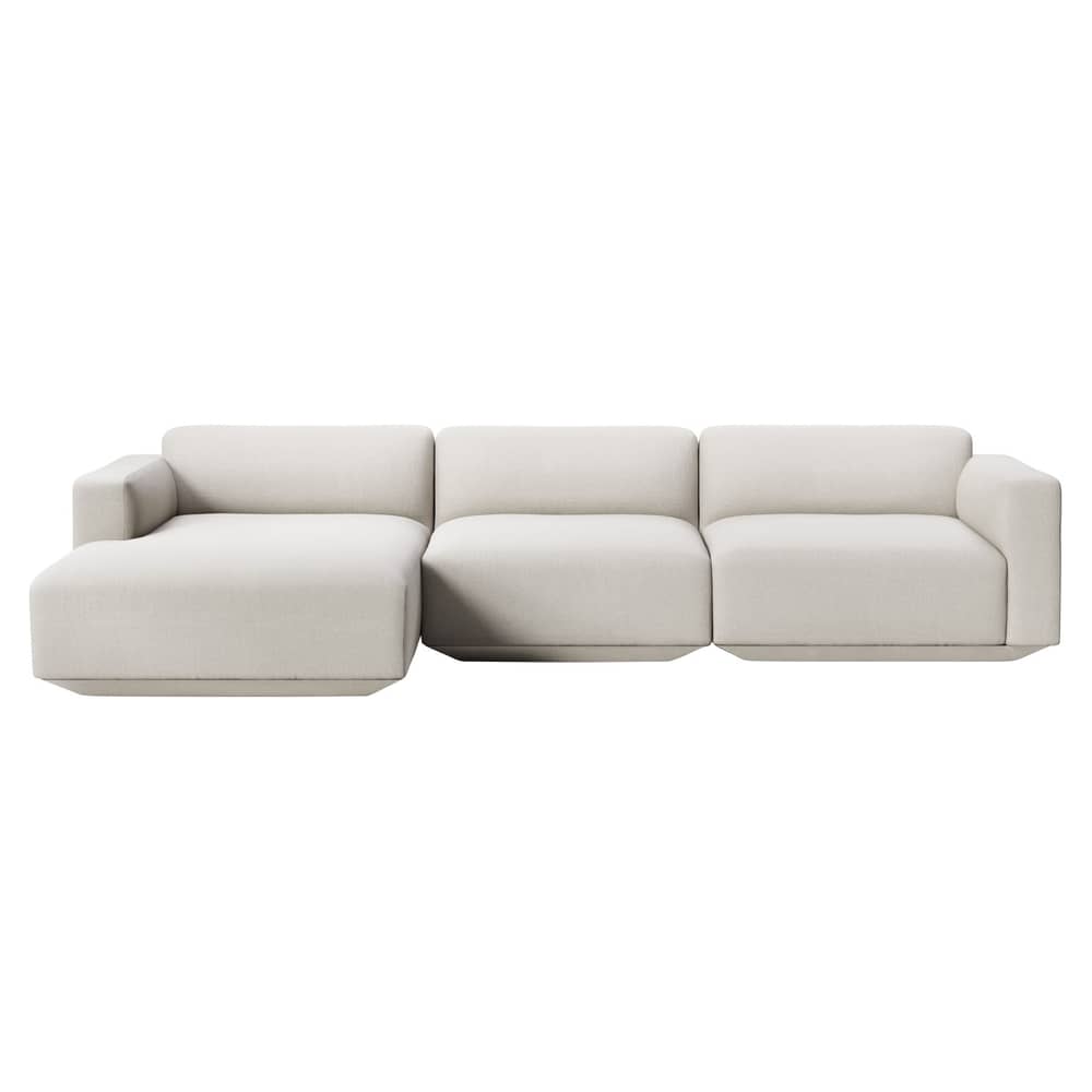 Canapé d\'angle Develius E tissu beige / 4 places - L 309 cm / Dormeuse gauche - &tradition - Pierre (tissu Linara Stone 266) - Bois, Mousse HR, Tissu