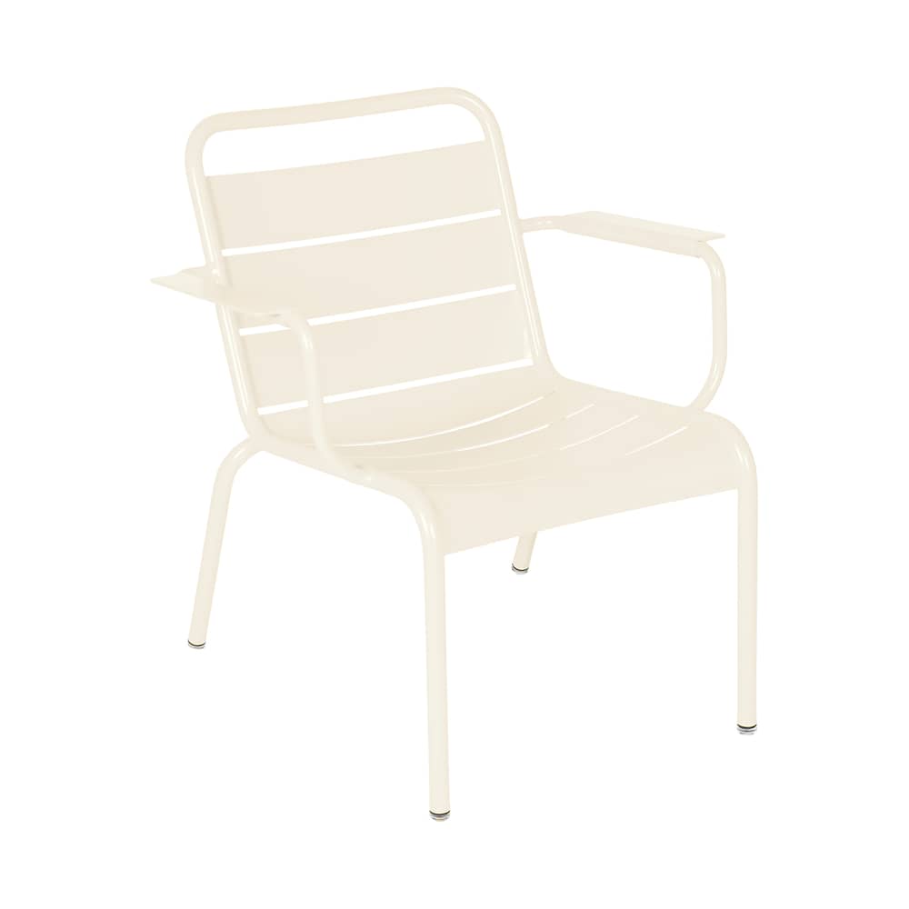 Fauteuil lounge Luxembourg métal beige / Dossier droit - Fermob - Beige latte - Aluminium